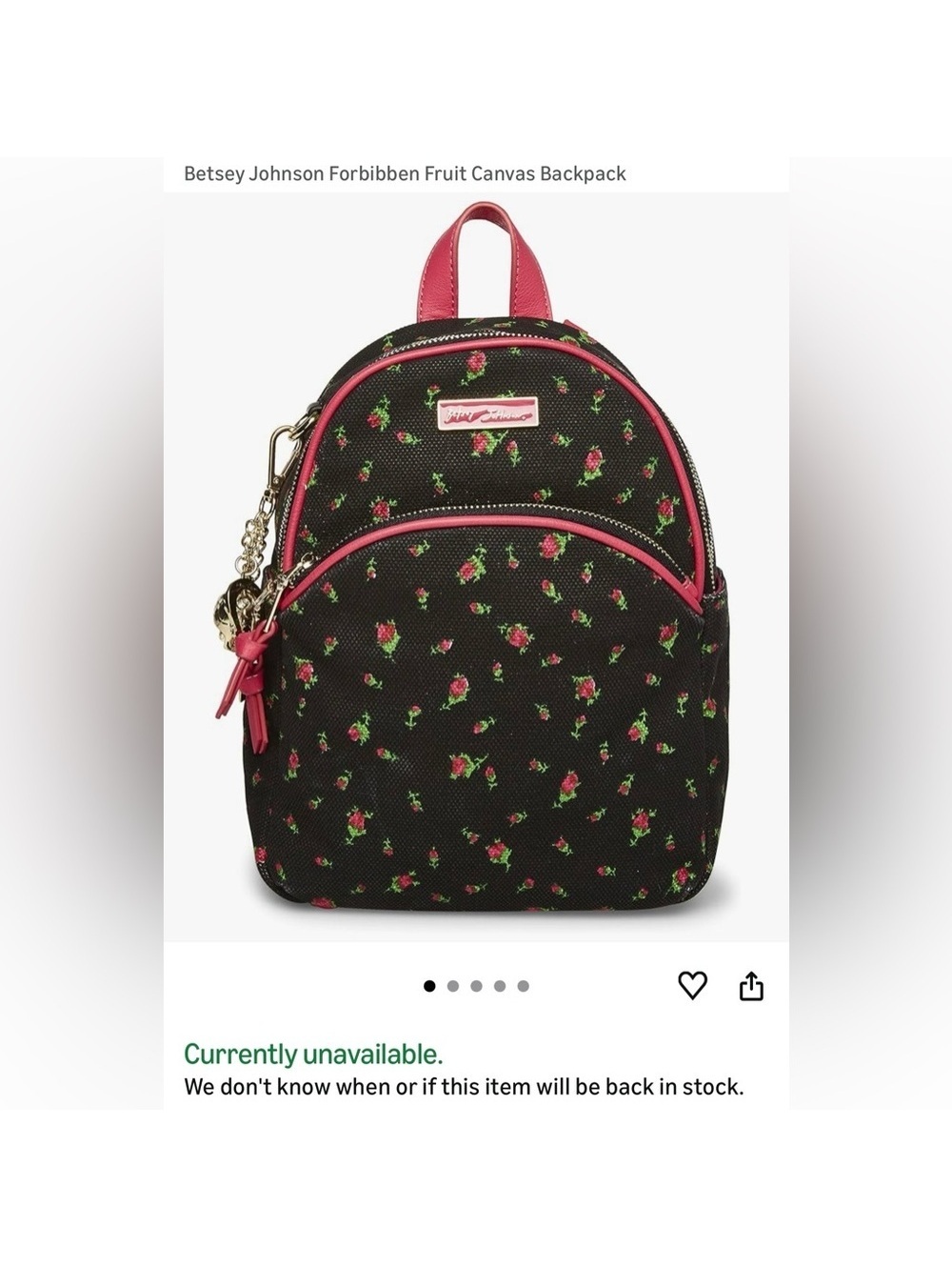 Betsey Johnson Forbibben Fruit Canvas Backpack